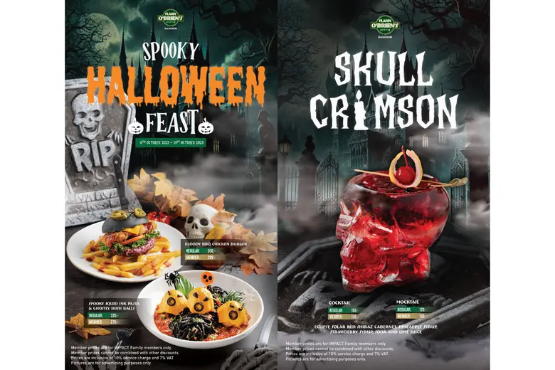 "ฟลาน โอเบรียนส์ ไอริชผับ" ชวนคุณมาฉลองค่ำคืน Halloween 2025 เต็มอิ่มเมนูอาหารและเครื่องดื่มสุดหลอน ราคาพิเศษ 100 - 290 บาท ตั้งแต่วันที่ 8 - 31 ตุลาคม นี้
