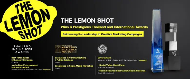 THE LEMON SHOT คว้า 6 รางวัลใหญ่ระดับประเทศและสากล ตอกย้ำความเป็นผู้นำด้านแคมเปญการตลาดที่สร้างสรรค์