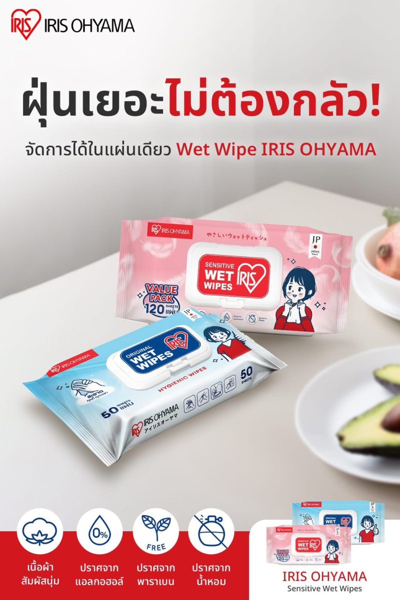 ซื้อ 1 แถม 1 ไอริส โอยามะ ผ้าเช็ดทำความสะอาดผิวแบบเปียก เพื่อสุขอนามัยที่ดี