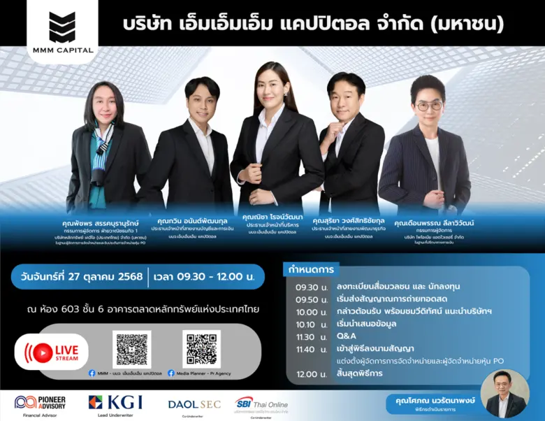 "MMM" ลุย Roadshow 27 ต.ค.นี้ ก่อนเปิดขายหุ้น PO 64.2 ล้านหุ้น เร็วๆ นี้