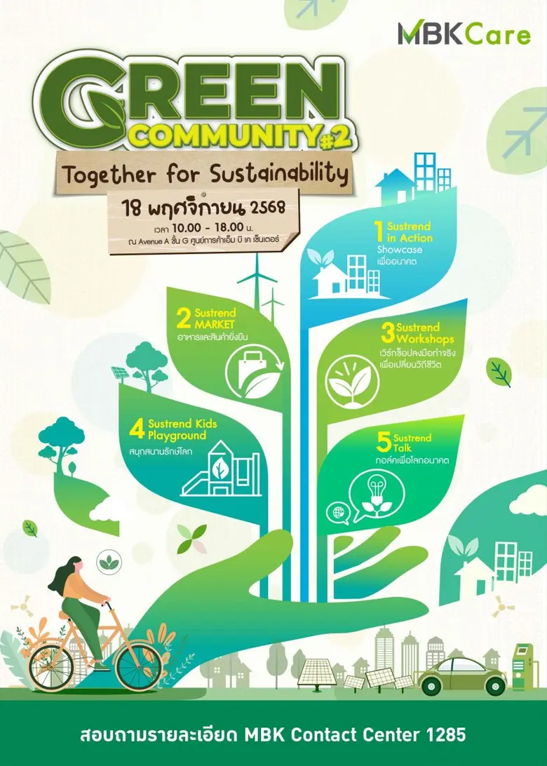 ร่วมสนุกและค้นหาคำตอบนวัตกรรมที่ยั่งยืน ในงาน Green Community#2 Together for Sustainability 18 พฤศจิกายนนี้ @ เอ็ม บี เค เซ็นเตอร์