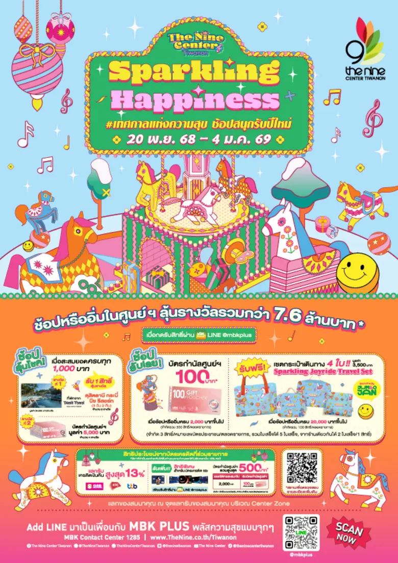 4 ศูนย์การค้าในเครือเอ็ม บี เค ชวนช้อป-อิ่ม พร้อมลุ้นรับรางวัล กับโปร SPARKLING HAPPINESS #เทศกาลแห่งความสุข ช้อปสนุกรับปีใหม่