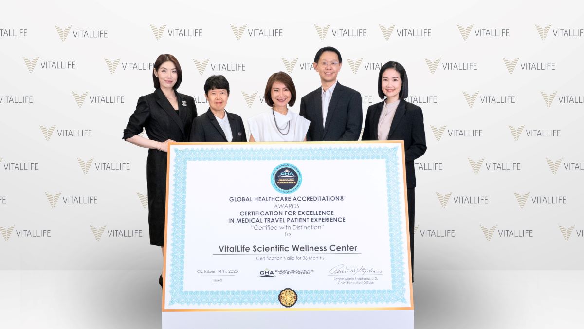 ศูนย์ส่งเสริมสุขภาพไวทัลไลฟ์ ได้รับการรับรองจาก GHA ในระดับความเป็นเลิศ ด้านประสบการณ์การเดินทางท่องเที่ยวเชิงสุขภาพ