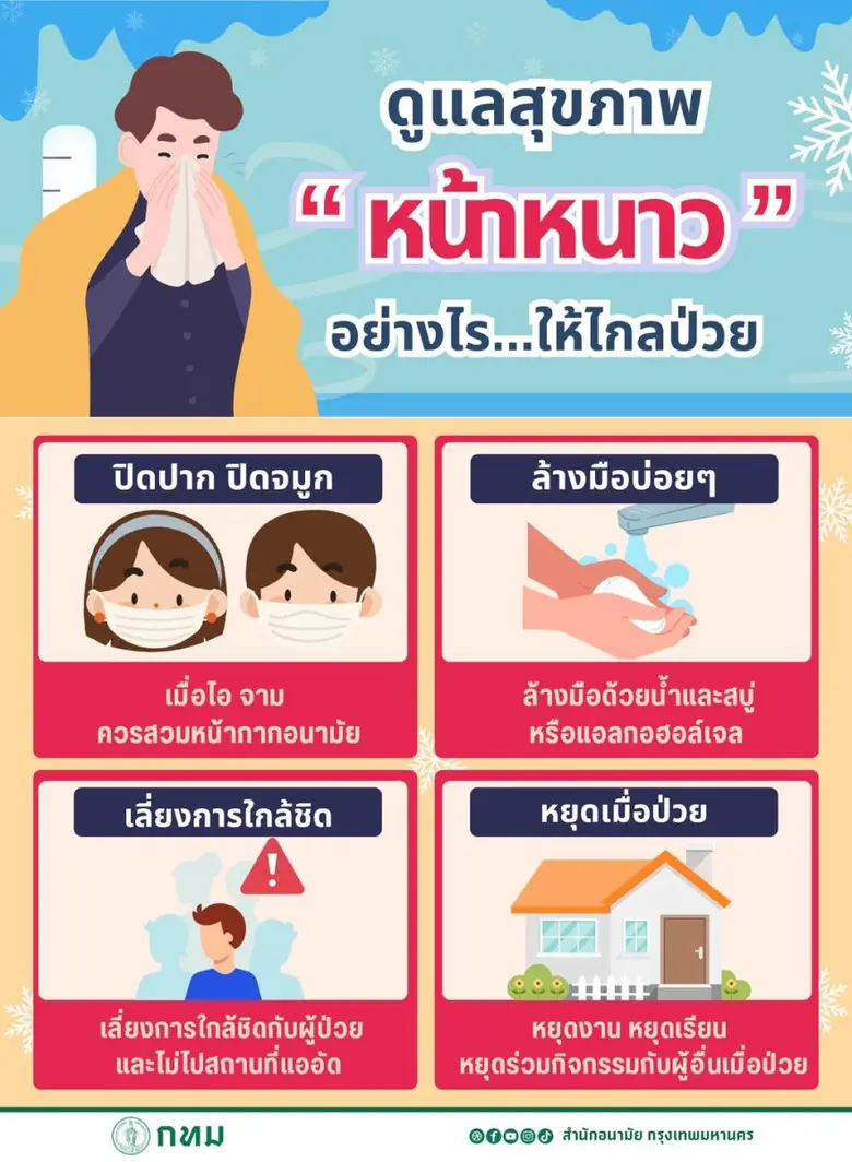 กทม. เตรียมพร้อมศูนย์บริการสาธารณสุขรุกมาตรการเฝ้าระวังโรคติดต่อในช่วงฤดูหนาว