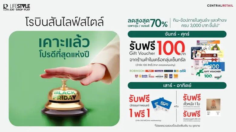 โรบินสันไลฟ์สไตล์ มอบโปรดีที่สุดแห่งปี "Black Friday" จุใจกับส่วนลดสูงสุดกว่า 70%