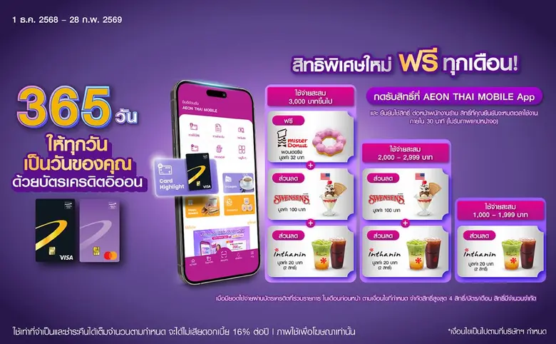 อิออน สานต่อแคมเปญ "365 วัน ให้ทุกวันเป็นวันของคุณ" จับมือแบรนด์ดัง เสิร์ฟความสุขต่อเนื่องเมื่อใช้จ่ายผ่านบัตรเครดิตอิออน