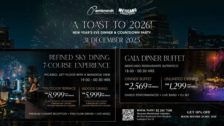 Best Christmas Buffet &amp; New Year's Eve Dinner 2025 in Bangkok at Rembrandt Hotel Bangkok