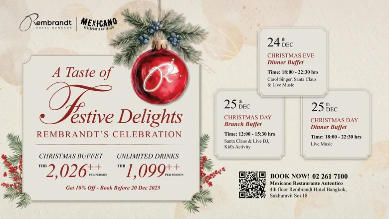 Best Christmas Buffet &amp; New Year's Eve Dinner 2025 in Bangkok at Rembrandt Hotel Bangkok