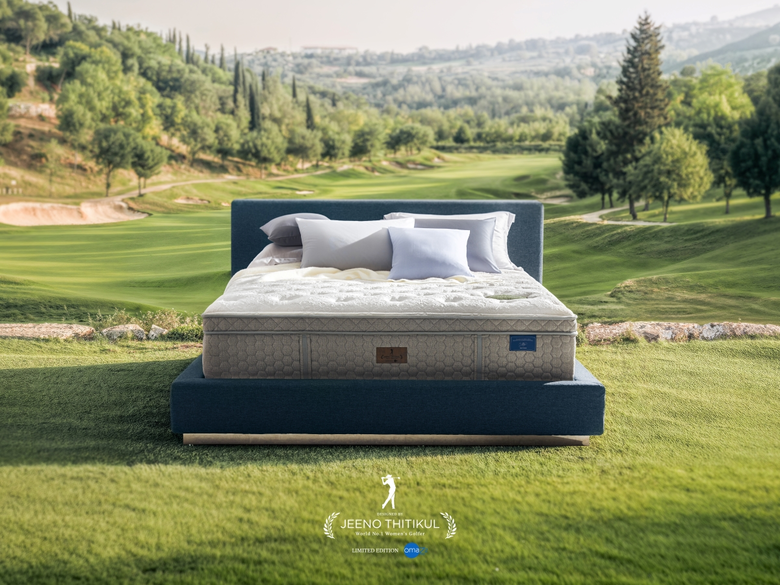 การพักผ่อนที่ออกแบบจากโปรกอล์ฟ เพื่อนักกอล์ฟ กับที่นอน Omazz รุ่น Grand Forrester Jeeno Edition ที่พัฒนาและออกแบบโดย โปรจีน (Jeeno) อาฒยา ฐิติกุล