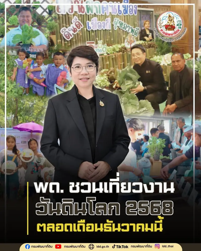 กรมพัฒนาที่ดินจัดงาน "วันดินโลก 2568" ทั่วประเทศ ตลอดเดือนธันวาคม
