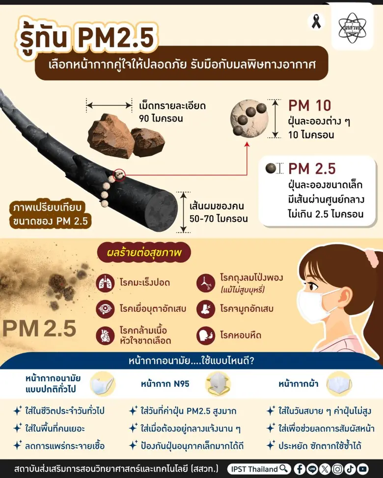 รู้ทัน PM2.5 เลือกหน้ากากคู่ใจ ให้ปลอดภัย (แบบตัวมัม) รับมือกับมลพิษทางอากาศ