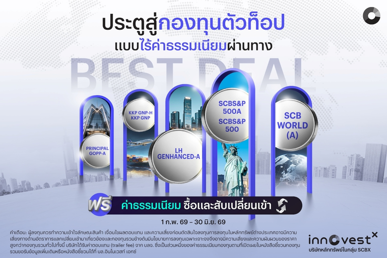 InnovestX ตอกย้ำแนวคิด All-weather Investment Products ส่งแคมเปญ Best Deal โปรโมชันเอกซ์คลูซีฟ สำหรับลูกค้า InnovestX เมื่อซื้อกองทุน Core Equity Fund เสริมพอร์ตหลักยืนระยะทุกสภาวะตลาด
