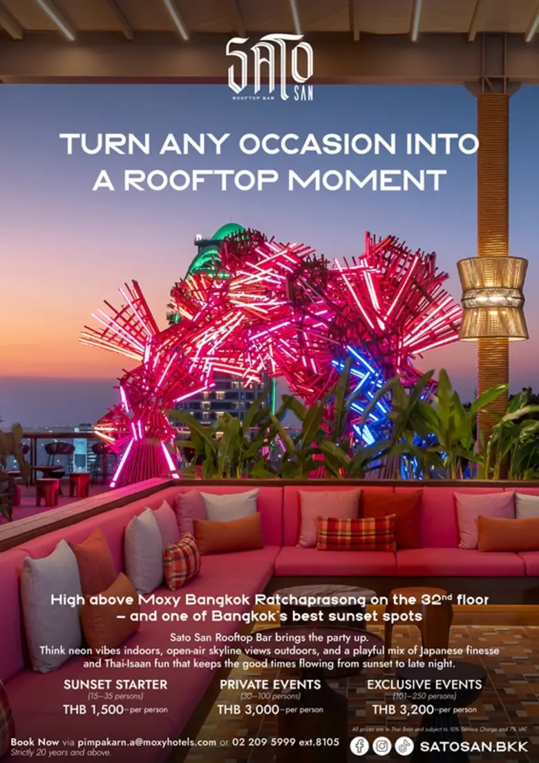 Moxy Bangkok Ratchaprasong Turns Up the City with Event Offers at Sato San Rooftop Bar, Where Any Occasion Becomes a Rooftop Moment