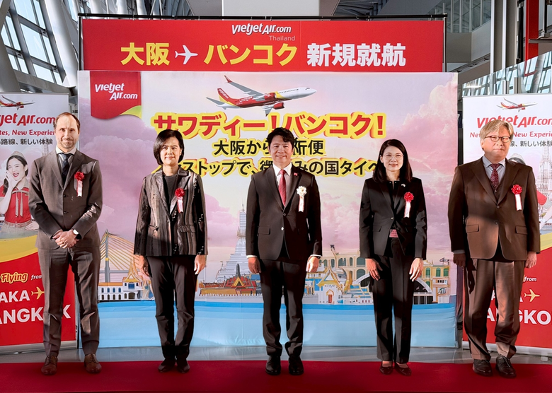 เวียตเจ็ทไทยแลนด์ เดินหน้าสยายปีกรุกตลาดญี่ปุ่น เปิดให้บริการบินตรง "กรุงเทพฯ - โอซากา" ด้วยโบอิ้ง 737-8