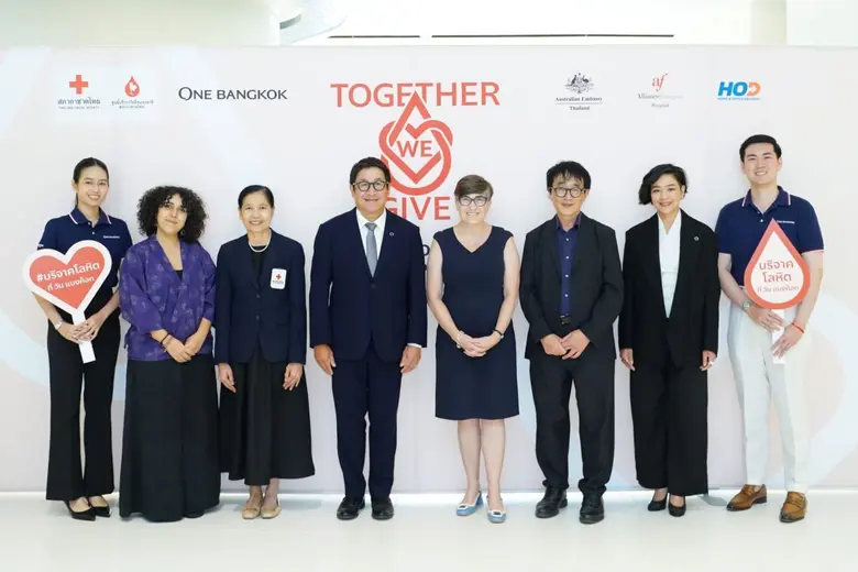 One Bangkok partners with the National Blood Centre, Thai Red Cross Society, Australian Embassy Thailand, Embassy of Japan in Thailand, and Alliance Francaise Bangkok to launch the blood donation campaign "Together We Give - Blood Donation at One Bangkok