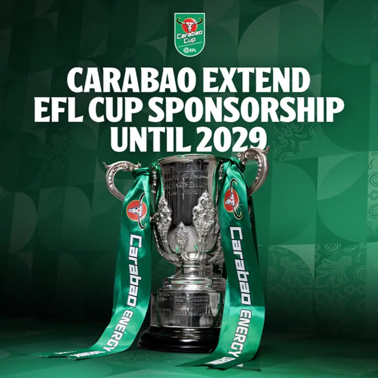 คาราบาว และ EFL ขยายความร่วมมือครั้งประวัติศาสตร์ ต่อสัญญา Carabao Cup ถึงปี 2029 พร้อมเปิดตัว Carabao Lager ในสนามฟุตบอลที่จัดแข่งขันทุกสนามในอังกฤษ