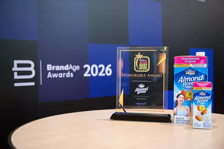 "บลูไดมอนด์ อัลมอนด์ บรีซ" คว้าอันดับ 1 Thailand's Most Admired Brand 2026 ต่อเนื่องปีที่ 4 ตอกย้ำความเป็นผู้นำตลาดนมอัลมอนด์ในไทย