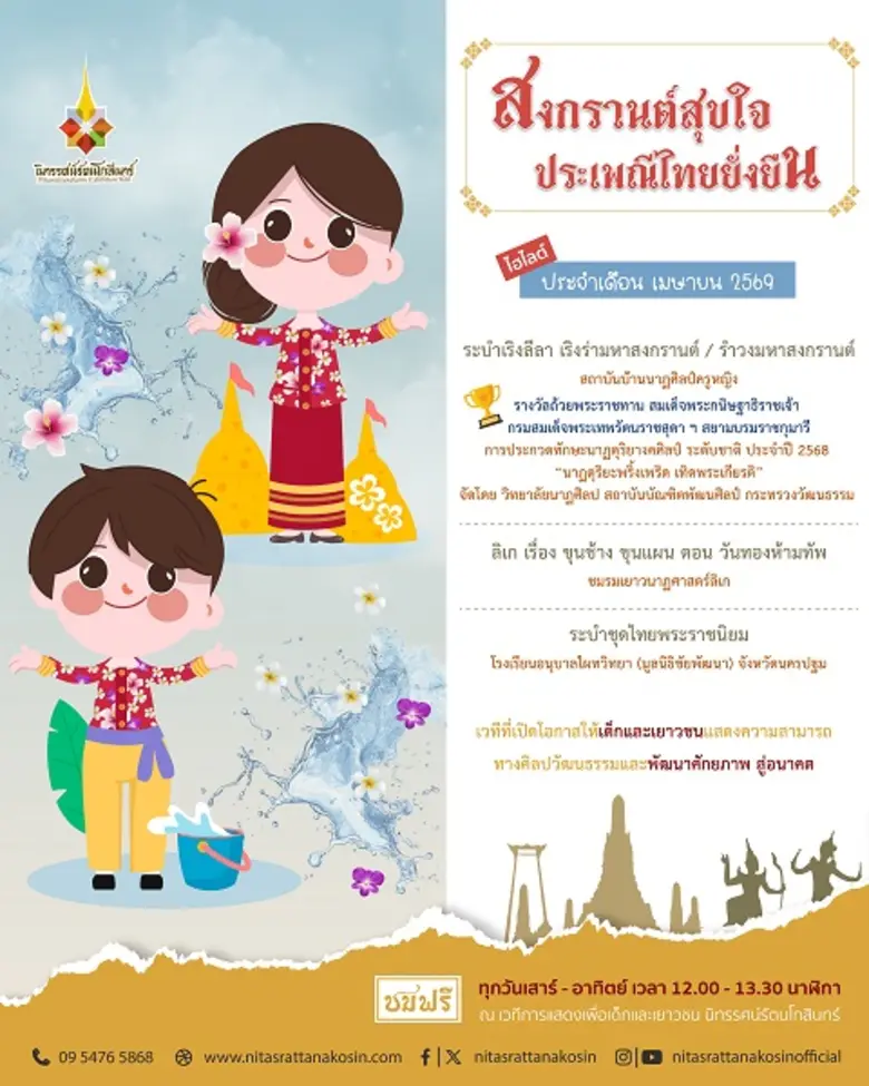 เวทีการแสดงเพื่อเด็กและเยาวชน นิทรรศน์รัตนโกสินทร์ เดือนเมษายนนี้