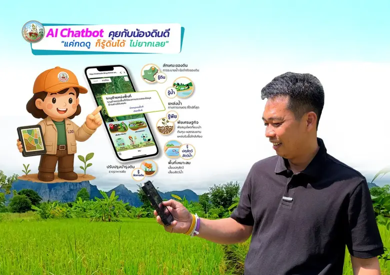 น้องดินดี "บริการข้อมูลดิน" กรมพัฒนาที่ดิน ย้ำเทคโนโลยี คลิกดู รู้ดิน - ปุ๋ย ทันที ผ่านแอปพลิเคชัน Line