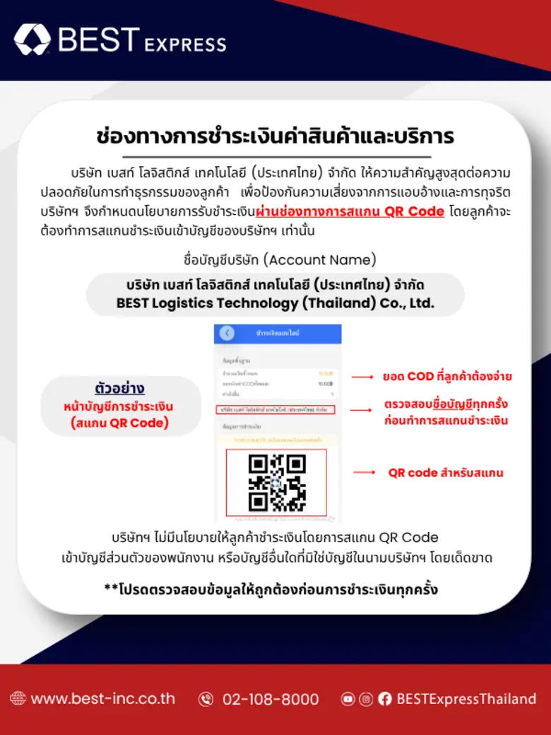 BEST Express ยกระดับมาตรฐานใหม่การชำระเงินค่าพัสดุ ชูระบบ "บัญชีกลาง" สร้างความมั่นใจ ปลอดภัยทุกขั้นตอน