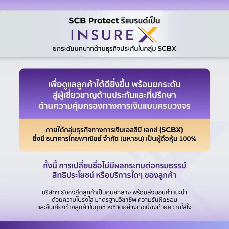 SCB Protect รีแบรนด์เป็น "InsureX" ยกระดับบทบาทด้านธุรกิจประกันในกลุ่ม SCBX
