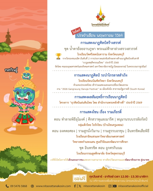 เวทีการแสดงเพื่อเด็กและเยาวชน นิทรรศน์รัตนโกสินทร์ เดือนพฤษภาคมนี้