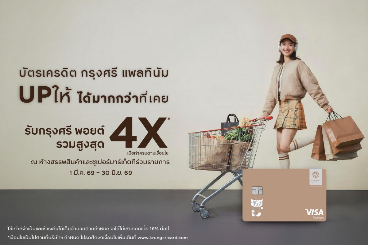 'บัตรเครดิต กรุงศรี แพลทินัม' ชวนช้อปคุ้ม มอบกรุงศรี พอยต์สูงสุด 4 เท่า
