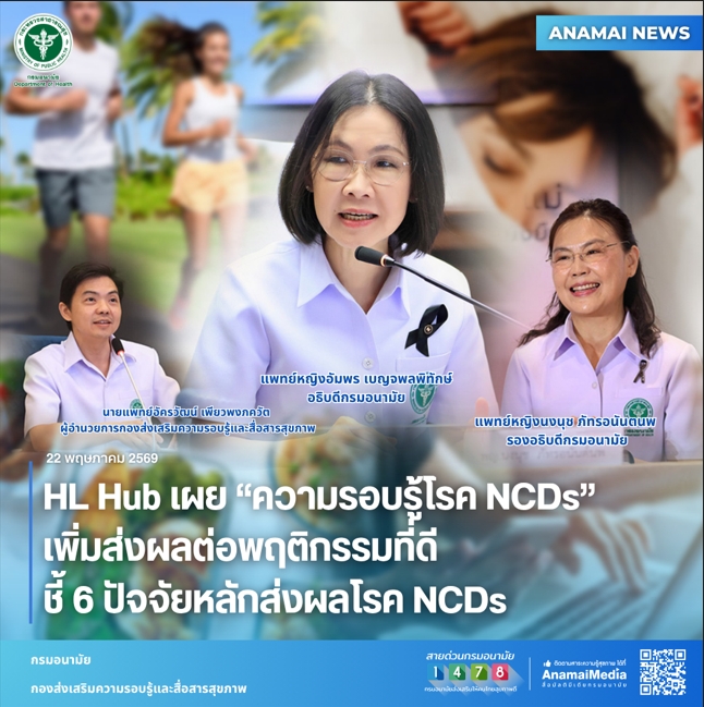 HL Hub เผย "ความรอบรู้โรค NCDs" เพิ่มส่งผลต่อพฤติกรรมที่ดี ชี้ 6 ปัจจัยหลักส่งผลโรค NCDs