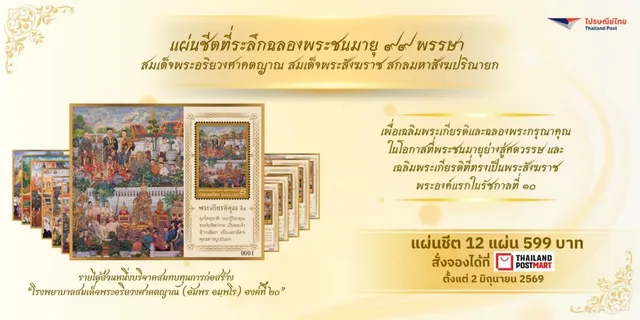 ไปรษณีย์ไทยออกตราไปรษณียากรที่ระลึกฉลองพระชนมายุ 99 พรรษา "สมเด็จพระสังฆราช" พร้อมจัดทำการกุศลสมทบทุนสร้างโรงพยาบาล สมเด็จพระสังฆราชฯ เริ่มจำหน่าย 19 มิ.ย.นี้