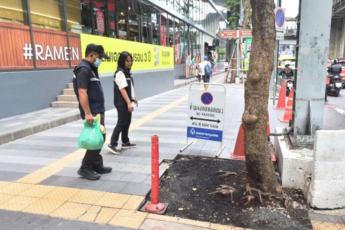 เขตบางรักตรวจติดตามประเมินต้นไม้ป่วยบนถนนสีลม