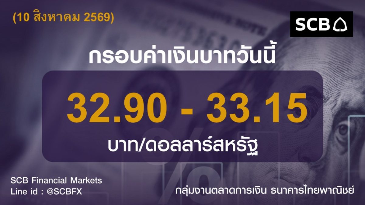 กลุ่มงานตลาดการเงิน ธนาคารไทยพาณิชย์ (SCB Financial Markets) ค่าเงินบาทประจำวันที่ 10 สิงหาคม 2569