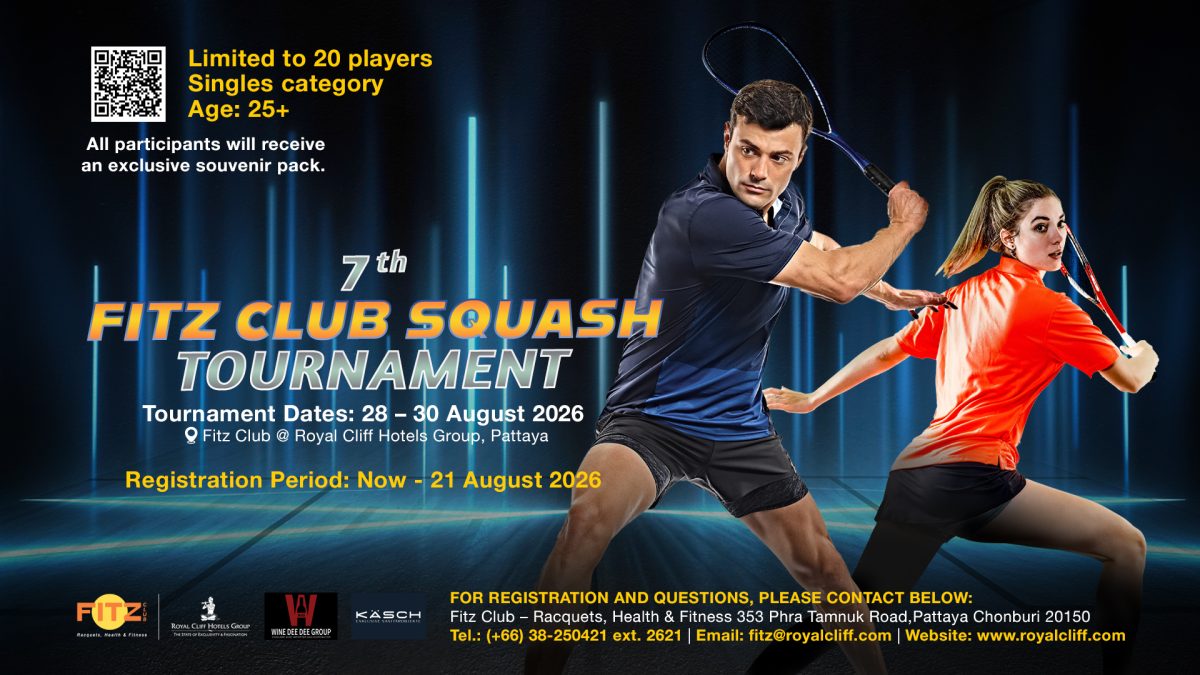 Fitz Club Squash Tournament 2026 Returns to Pattaya from 28 - 30 August