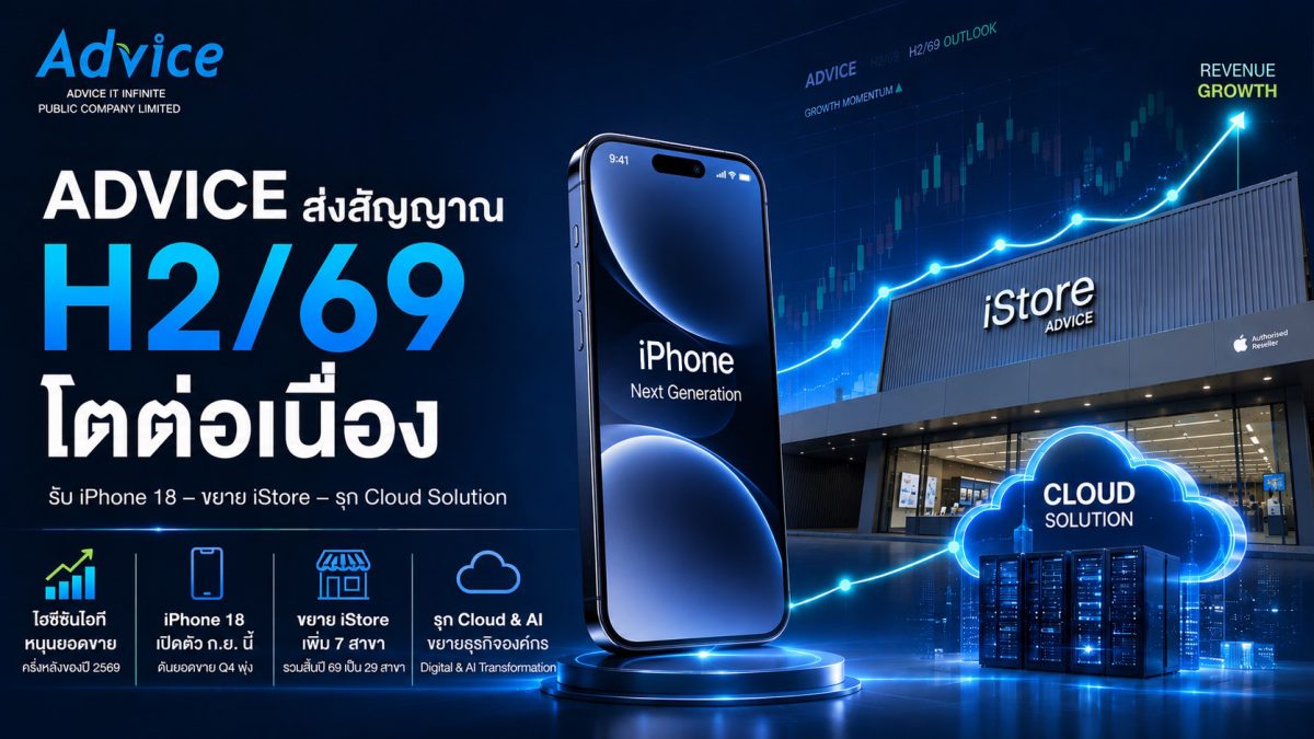 ADVICE มั่นใจ H2/69 โตแรง รับไฮซีซันไอที-สมาร์ตโฟน ดันยอดขายช่วงครึ่งปีหลัง หนุนเป้ารายได้ทั้งปีพุ่ง 15%