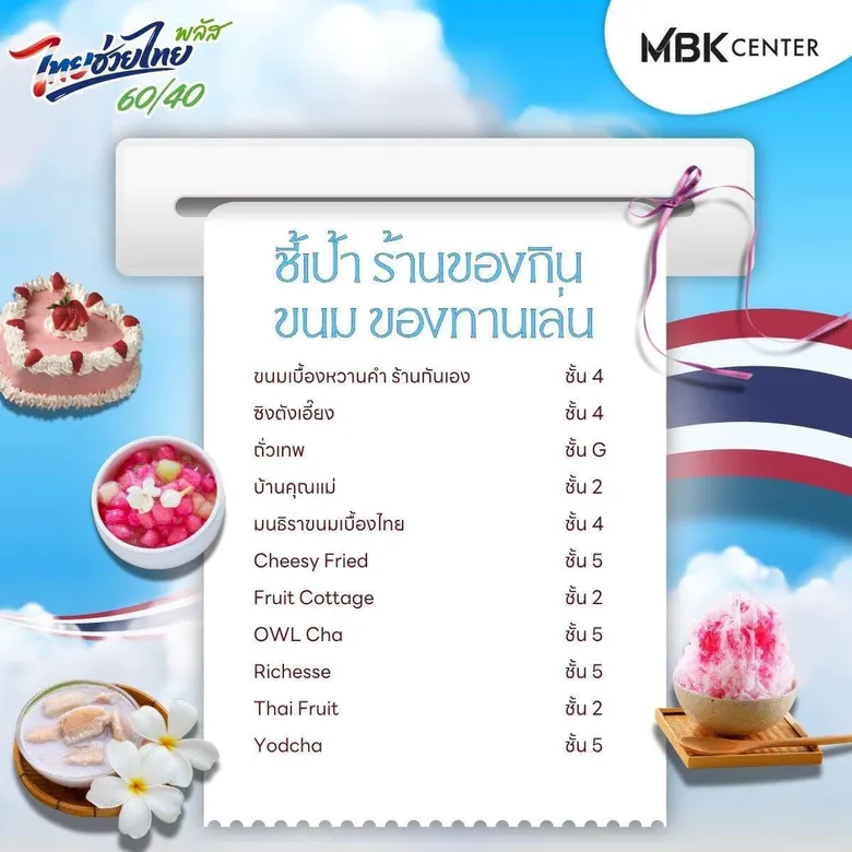 โค้งท้ายแล้ว! มัดรวมร้านค้าเข้ารวมโครงการ "ไทยช่วยไทยพลัส" ที่เอ็ม บี เค เซ็นเตอร์