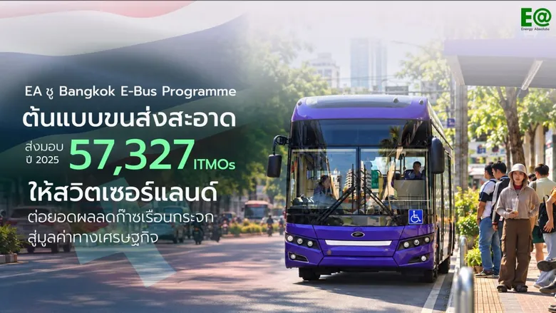 EA ชู Bangkok E-Bus Programme ต้นแบบขนส่งสะอาด ส่งมอบ 57,327 ITMOs ให้สวิตเซอร์แลนด์ ต่อยอดผลลดก๊าซเรือนกระจกสู่มูลค่าทางเศรษฐกิจ