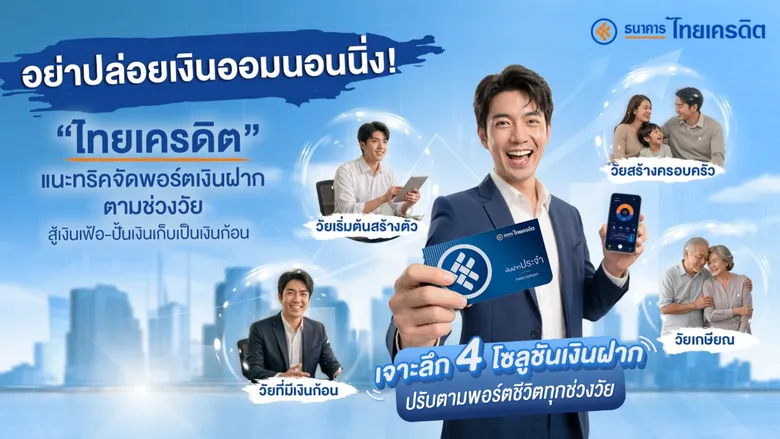 อย่าปล่อยเงินออมนอนนิ่ง! "ไทยเครดิต" แนะทริคจัดพอร์ตเงินฝากตามช่วงวัย สู้เงินเฟ้อ-ปั้นเงินเก็บเป็นเงินก้อน