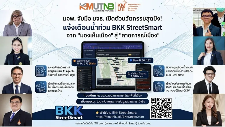มจพ. จับมือ มจธ. เปิดตัวแอป BKK StreetSmart สุดปัง แจ้งเตือนน้ำท่วม ผ่านแพลตฟอร์มวิเคราะห์ข้อมูล แบบ Real-time แม่นยำ