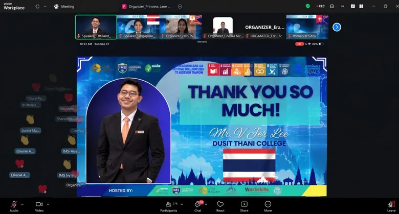 นักศึกษาวิทยาลัยดุสิตธานี เป็นผู้แทนประเทศไทยเสนอไอเดียบนเวทีระดับโลก 7th Global Tourism Student Summit