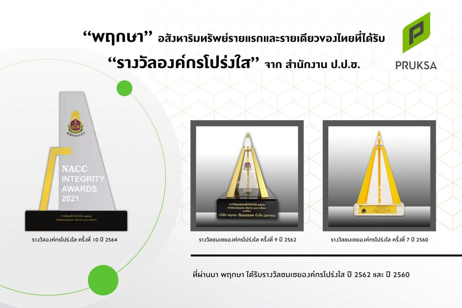 'พฤกษา' อสังหาฯ รายแรก และรายเดียวของไทย คว้ารางวัลเชิดชูเกียรติ องค์กรโปร่งใส ครั้งที่ 10