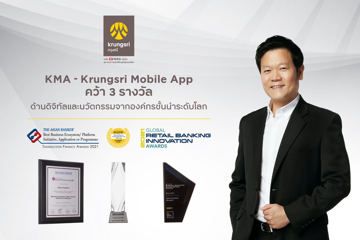 Krungsri Mobile App (KMA) คว้า 3 รางวัลยอดเยี่ยมด้านเทคโนโลยีและนวัตกรรมจากองค์กรชั้นนำระดับโลก