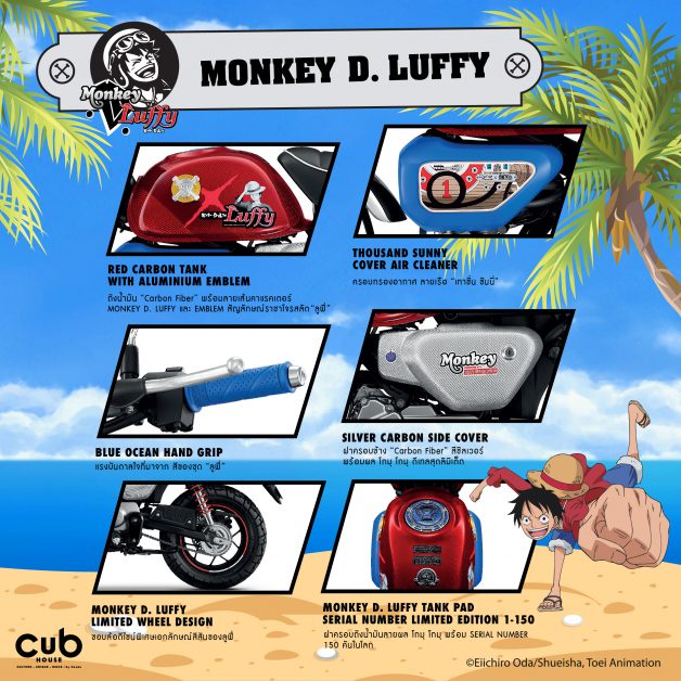 CUB House คอลแลปส์ 2 ตำนานสุดเอ็กซ์คลูซีฟ เปิดตัว Monkey x One Piece Limited Edition ผลิต 300 คันทั่วโลก