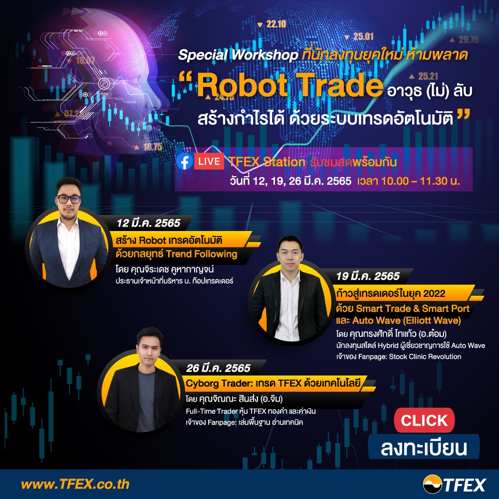 ชวนเวิร์กชอปออนไลน์ Robot Trade อาวุธ (ไม่) ลับ สร้างกำไรได้ ด้วยระบบเทรดอัตโนมัติ