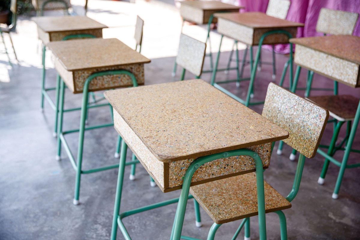 Magic Box Project: SIG and partners donate student desks and chairs recycled from used beverage cartons
