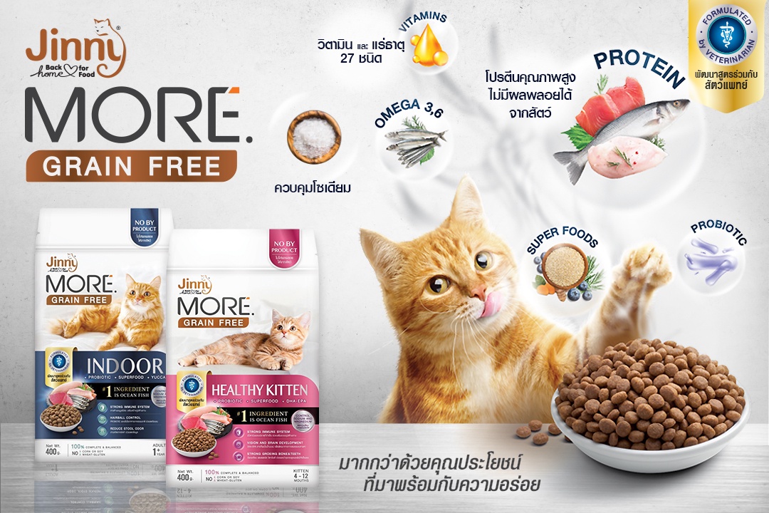 JerHigh Jinny เปิดตัว 'Jinny More' Grain Free รุกตลาดอาหารเม็ดสำหรับน้องแมวสุดเลิฟ