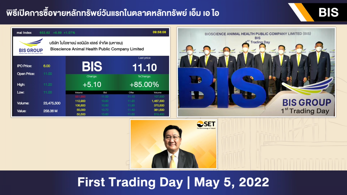 BIS เริ่มซื้อขายในตลาดหลักทรัพย์ เอ็ม เอ ไอ วันแรก