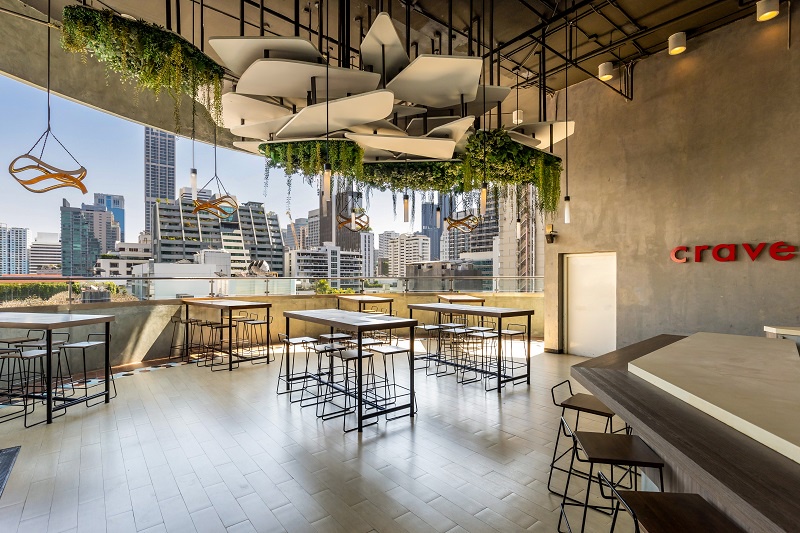 Aloft Bangkok reopens its outdoor dining venue: brews 'ques by Crave offering guests an array of delectable food and drinks while taking in the cityscape