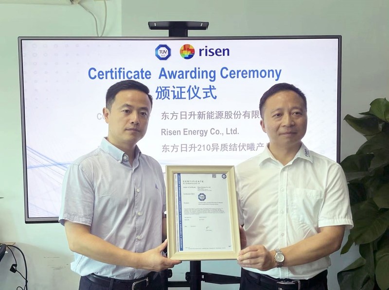 Risen Energy's HJT 700W Hyper-ion Series Receives TUV SUD certification
