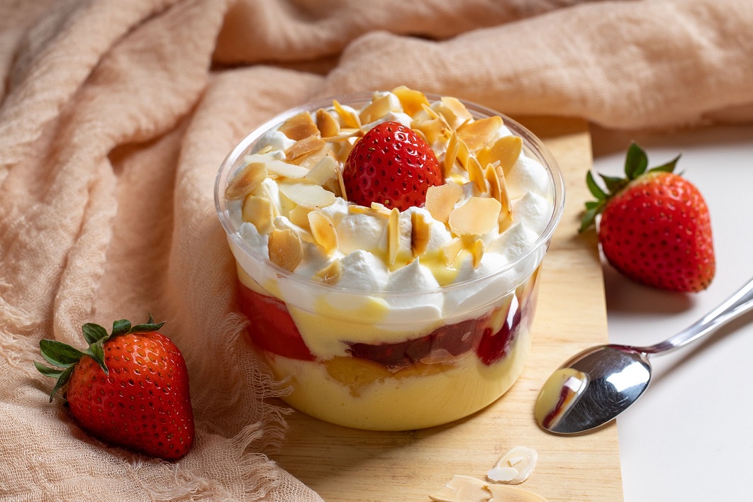 New Menu Peach Strawberry Trifle Now Available at Cafe Kantary A Traditional Sweet Touch for the Perfect End to a Meal