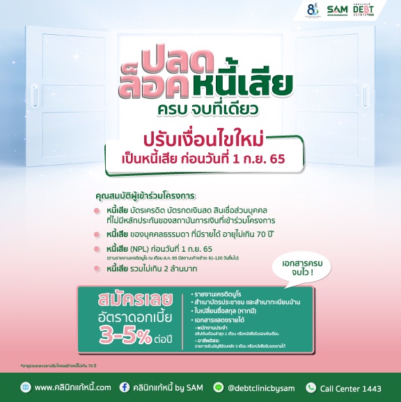 คลินิกแก้หนี้ by SAM เปิดยอดตัวเลขคนเป็นหนี้เสียบัตรแห่ลงทะเบียนสมัครเข้าโครงการพุ่งสูง 10 เท่า