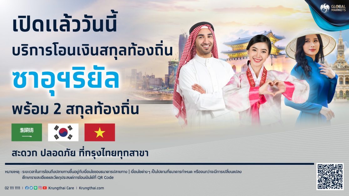 กรุงไทย นำร่องเปิดตัวบริการโอนเงินซาอุดิอาระเบียริยัล ตอบรับฟื้นความสัมพันธ์ไทย-ซาอุฯ ยกระดับการค้าระหว่างประเทศ